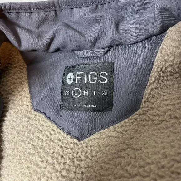 Figs On-Shift Sherpa Jacket Cacao Brown Small Warm Thermal Fleece Nurse Doctor - Picture 3 of 12